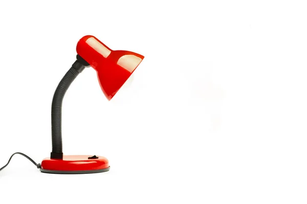 Una Lámpara Escritorio Negra Roja Sobre Fondo Blanco Con Espacio — Foto de Stock