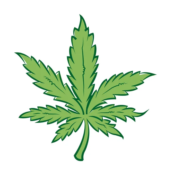 Foglia Cannabis Sfondo Bianco Con Spazio Copia — Vettoriale Stock