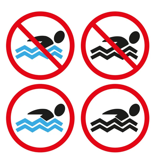 Proibito Nuotare Uno Sfondo Bianco — Vettoriale Stock