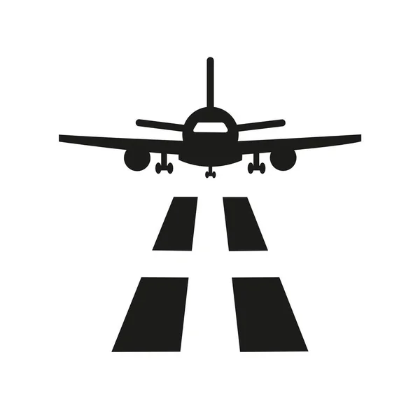 Avion Sur Piste Atterrissage Sur Fond Blanc Avec Espace Copie — Image vectorielle
