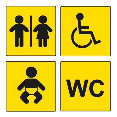 Beyaz arkaplanda sarı havalimanı bilgi tabelaları