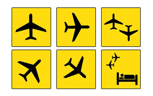 Panneaux Information Aéroport Jaune Sur Fond Blanc — Image vectorielle