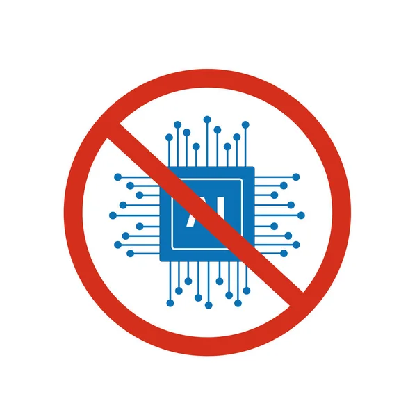 コピースペースのある白い背景に禁止された記号でAi青のロゴ — ストックベクタ