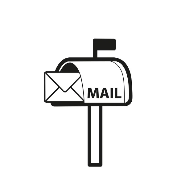 Een Mailpost Met Een Envelop Binnenin Een Witte Achtergrond Met — Stockvector