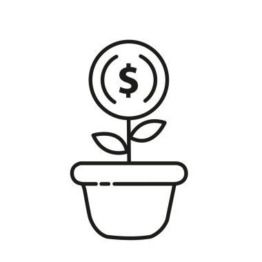 Bozuk para şeklinde çiçekli bir saksı.