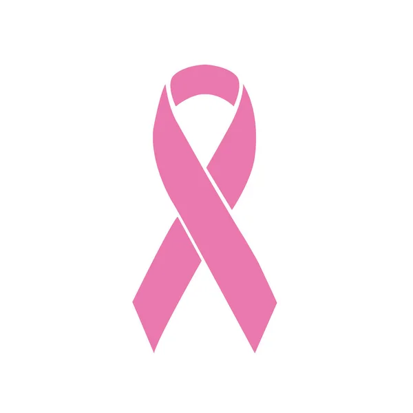 Göğüs Kanseri Farkındalığının Pembe Kurdelesi Beyaz Arka Planda Fotokopi Alanı — Stok Vektör