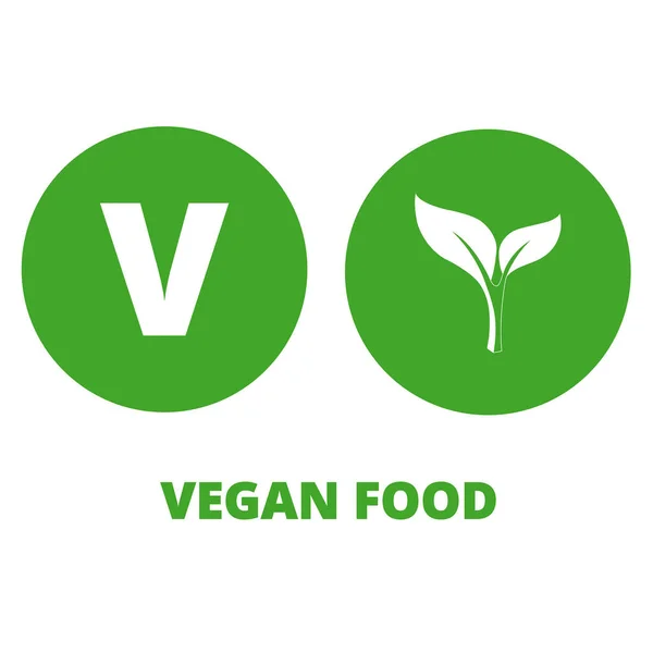 Sigilli Alimentari Vegani Verdi Uno Sfondo Bianco Con Spazio Copia — Vettoriale Stock