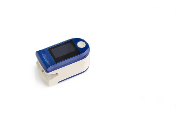 Portable Finger Heart Pulse Meter White Background Copy Space — Stock Photo, Image