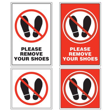 Kırmızı ve beyaz lütfen beyaz arka planda ayakkabı pankartınızı çıkarın.