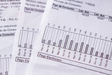 Yakın çekimde elektrik tüketimi faturaları