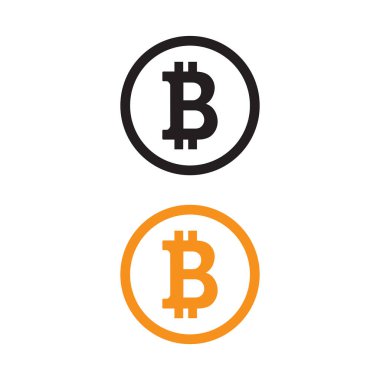 Beyaz arka planda siyah ve turuncu bitcoin paralar