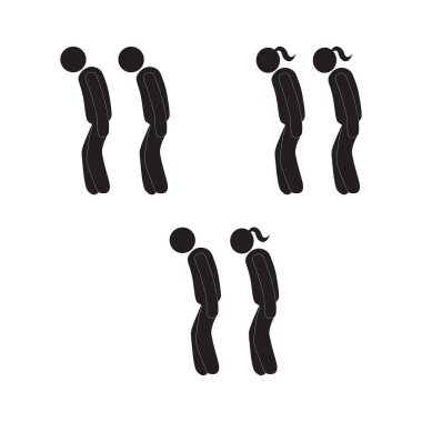 Pairs of people walking tiredly on a white background clipart