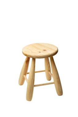 Fotokopi alanı beyaz arkaplan üzerinde küçük tahta bir tabure