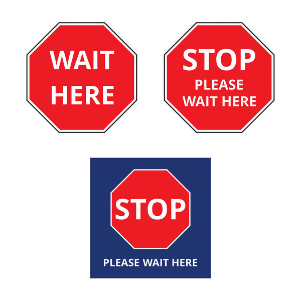 Красный и синий ждут здесь знаки на белом фоне