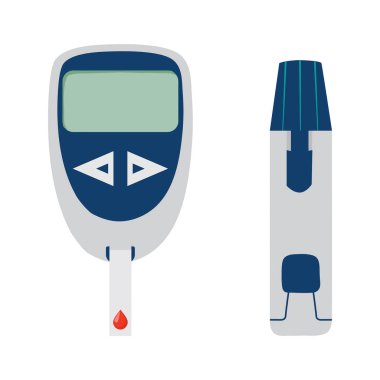 Beyaz arka planda tıbbi kan şekeri ölçerler.