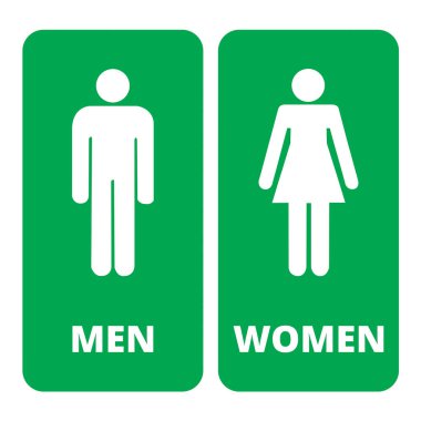 Kadınlar ve erkekler mavi arka planda yeşil banyo afişi