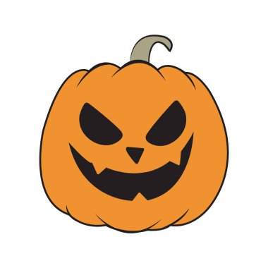 Fotokopi alanı olan beyaz arka planda korkunç bir yüzü olan Cadılar Bayramı kabağı