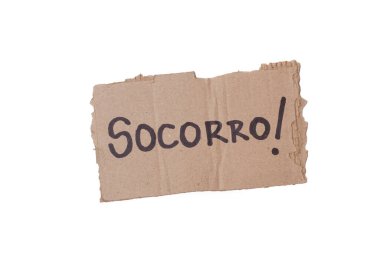 Fotokopi alanı olan beyaz arkaplandaki bir karton parçasına Socorro el yazısı)