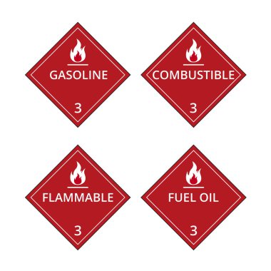 Kırmızı sınıf 3 tehlikeli madde yanıcı sıvı tabelaları