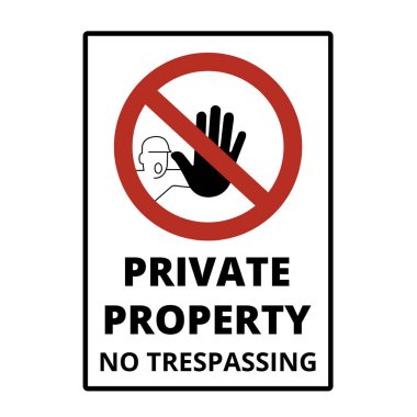 İzinsiz giriş yok, beyaz arka planda özel mülk tabelası var.