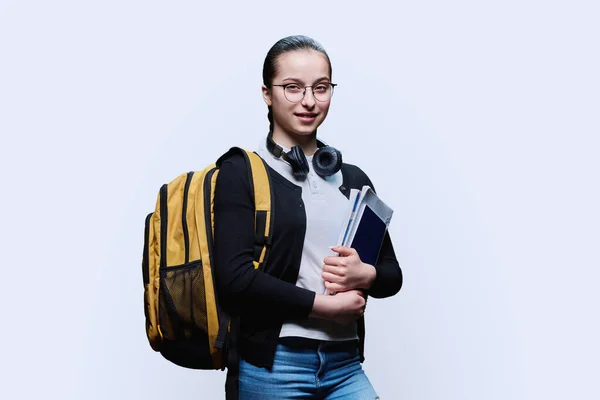 Portrait Teenage Girl High School Student White Background Smiling Female — Stock Photo, Image