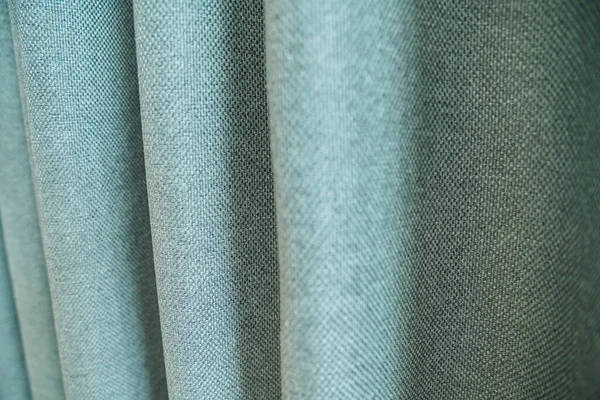 绿色涤纶灯芯绒面料 具有平纹质感 窗上有阻光面料 纺织品窗饰 设计理念 — 图库照片