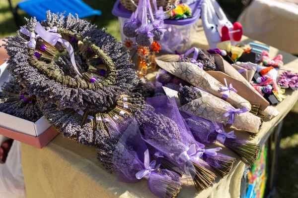 Букети Запашного Свіжого Фіолетового Лаванди Ярмарку — стокове фото