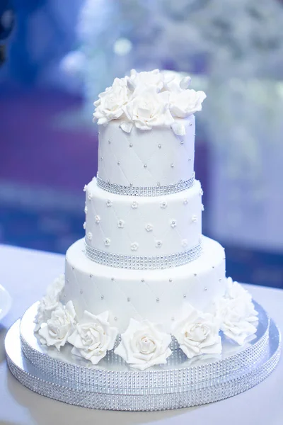 Прекрасный Свадебный Торт Молодоженов Свадьбе Торт День Рождения Банкете — стоковое фото
