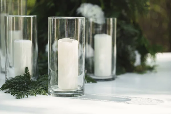 Wedding Decor Flowers Candles — Stock Photo, Image