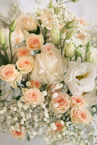 Flores Boda Ramo Nupcial Rosas Cerca — Foto de Stock