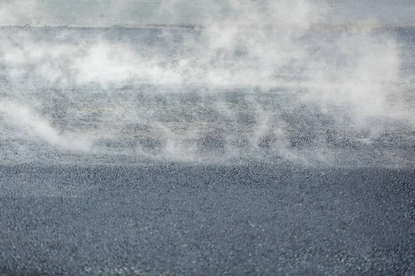 stock image Steamroller flatten out the asphalt