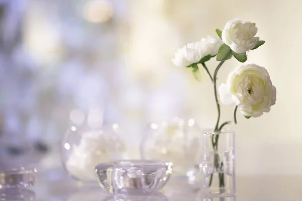 Decoración Flores Blancas Banquete Bodas Restaurante — Foto de Stock