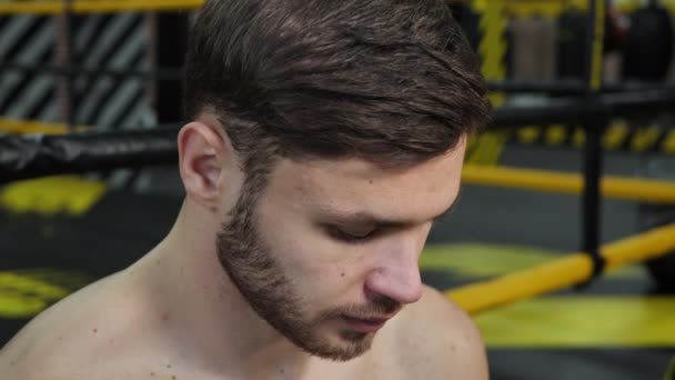 Mladý Pohledný Kop Boxer Pitnou Vodu Odpočinek Tvrdém Tréninku Připravuje — Stock video