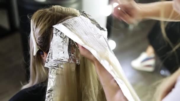 Процес Фарбування Волосся Салоні Краси — стокове відео