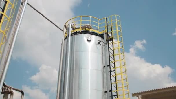 Metal Tanks Service Ladders Carbon Fiber Production Factory Material Processing — Stock Video