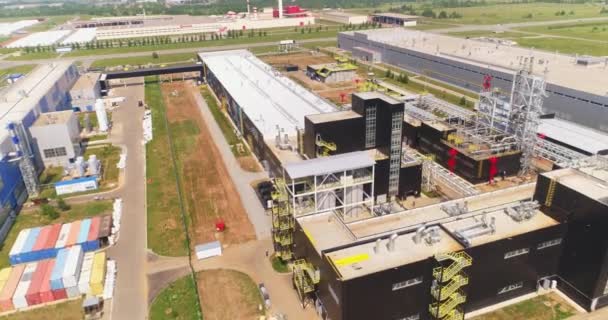 Bangunan Lokakarya Beratap Datar Pabrik Produksi Kimia Pada Pemandangan Hari — Stok Video