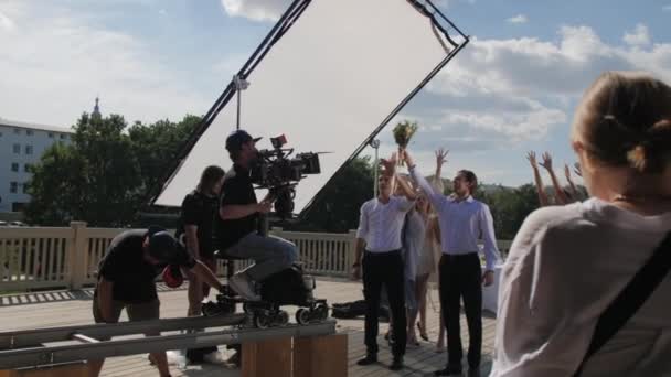 Almaty Kazakhstan July 2022 Cameraman Team Shoots Wedding Scene Young — Wideo stockowe
