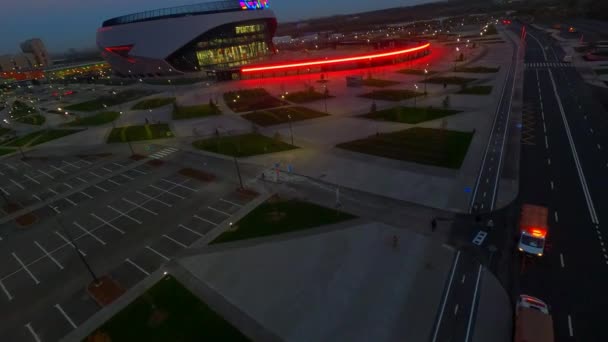 Stylish Sports Stadium Park Contemporary Urban Residential Block Evening City — Stockvideo