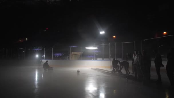 Filming Scene Hockey Player Fan Supporting Player Game Filming Crew — Vídeo de stock