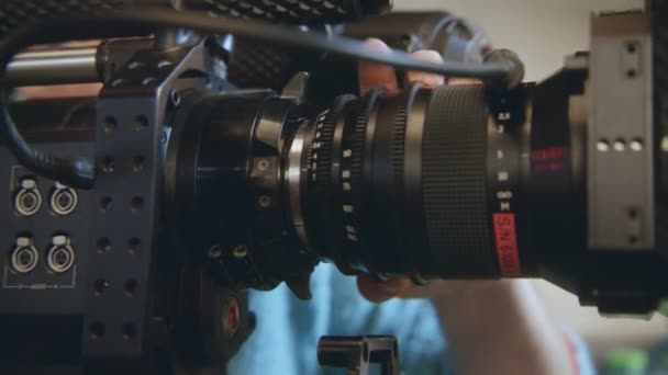 Almaty Kazakhstan January 2023 Cameraman Controls Professional Equipment Filming Process — Stock Video