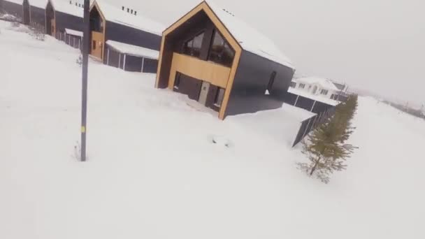Massive Cottage Roof Covered Big Layer Snow Residential Complex Residential — 비디오