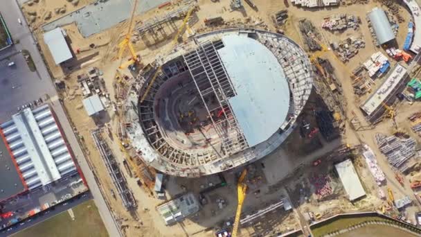 Construction Site Special Equipment New Football Arena Big City Yellow — 图库视频影像