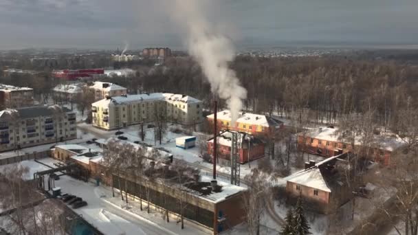 Almaty Kasakhstan Februar 2023 Dampf Steigt Bei Winterlicher Dämmerung Aus — Stockvideo