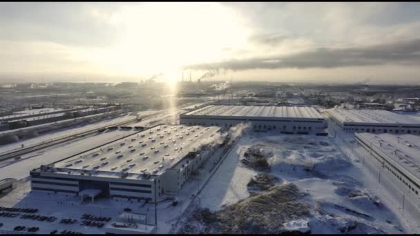 Almaty Kazakhstan Μαρτιου 2023 Μεγάλη Αποθήκη Κατασκευαστικού Εξοπλισμού Χιόνι Στις — Αρχείο Βίντεο