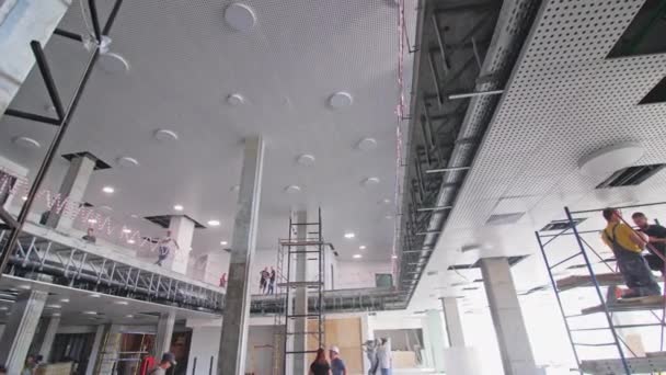 Almaty Kazakhstan May 2023 Metal Frames Columns Floor Future Business — Stock Video