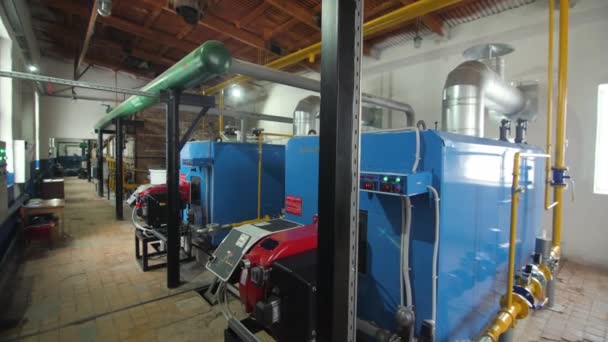 Internal Premise Connected Hydraulic System Production Workshop Hydraulic Boilers Motors — Stock Video