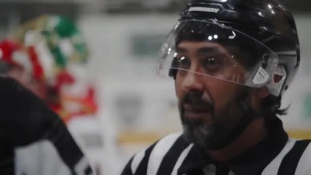 Almaty Kazakhstan July 2023 Referee Protective Helmet Talks Coach Playing — Stock Video