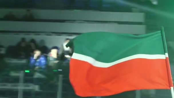 Jugadores Hockey Patinando Con Bandera Del País Representado Campeonato Nacional — Vídeo de stock