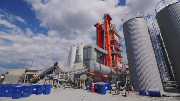 Production Tower Conveyor Cisterns Asphalt Plant Road Pavement Concrete Manufacturing — Stock Video