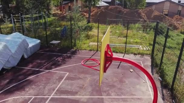 Almaty Kazakhstan August 2023 Materials Renovating Neglected Playground Abandoned Sports — Stock Video